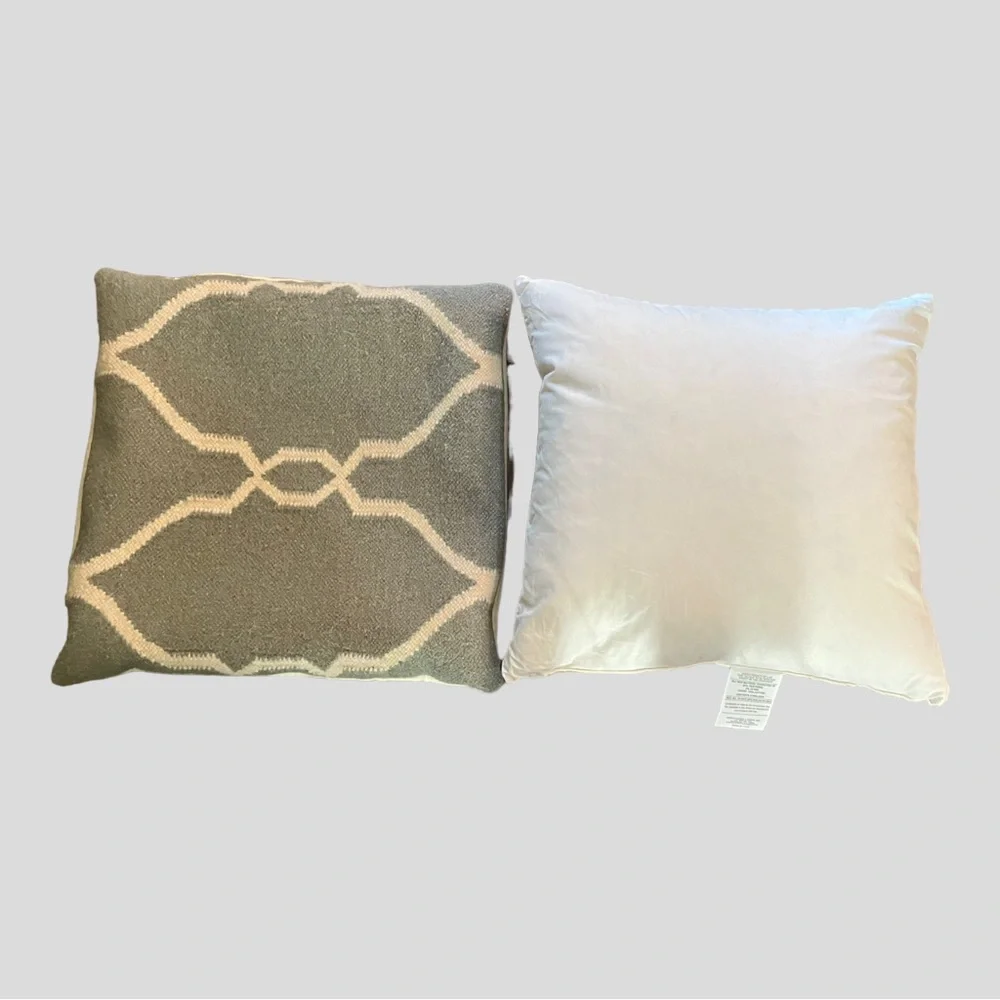 New! SURYA WOOL COTTON GEOMETRIC SQUARE THROW DECORATIVE PILLOW 18x18